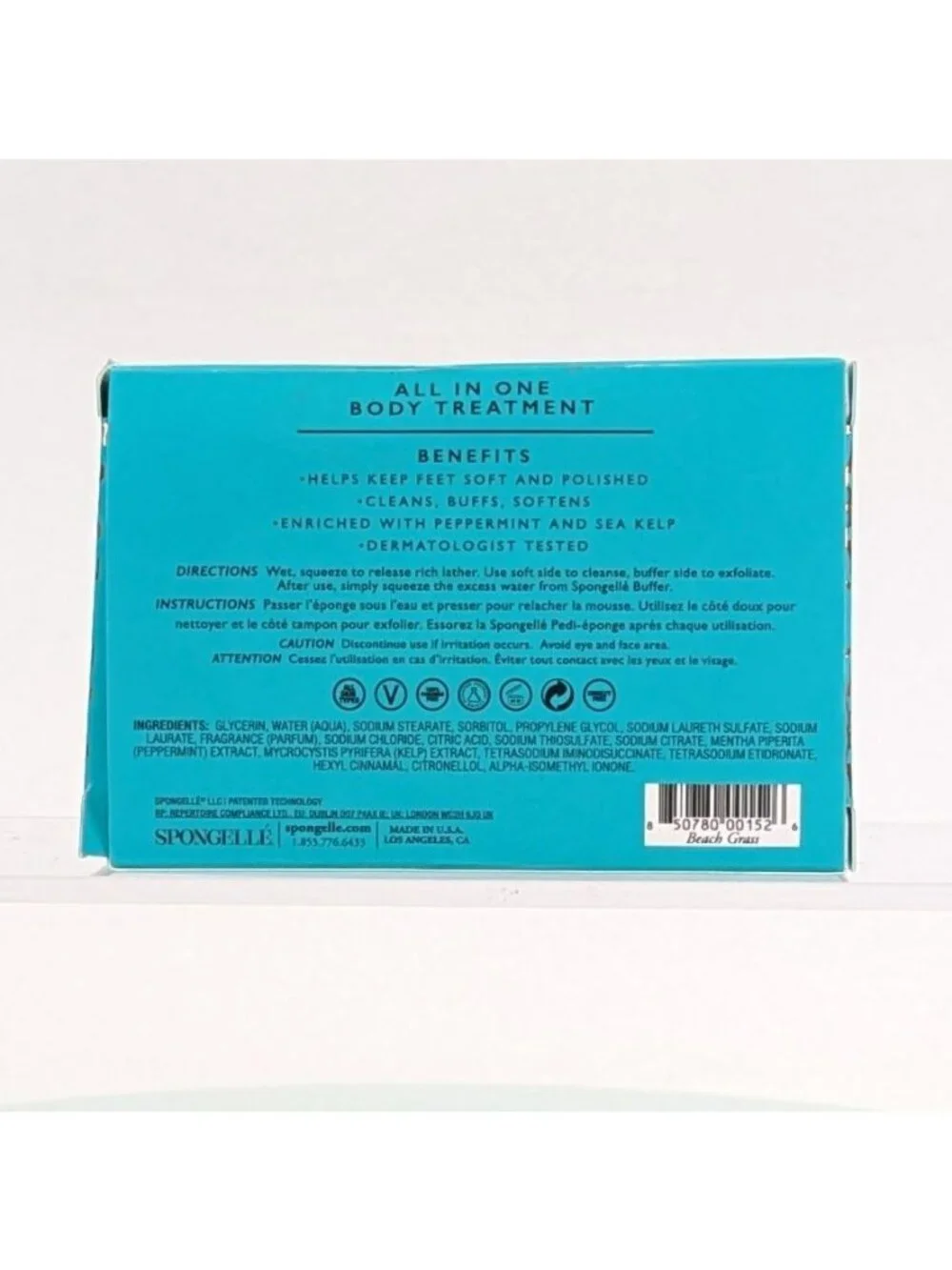 Spongelle Pedi-Buffer w Built-In Cleanser Beach Grass 30+ Uses 3 Oz Exfoliates